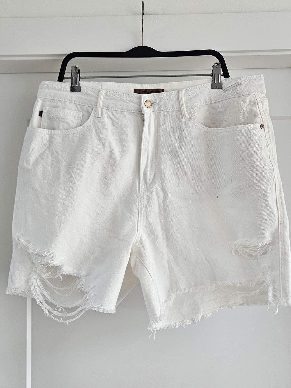 Judy Blue High Waist White Distressed Cutoff Denim Shorts 3XL